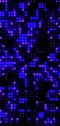 This live wallpaper for your phone features a sleek black background with a mesmerizing display of purple and blue lights in a digital art composition