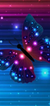 Looking for a stunning live wallpaper that embodies the beauty of nature? Look no further! This dark and mysterious universe is the perfect background image to showcase a delicate butterfly floating amidst the blue and purple lights