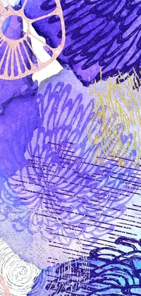 This is a beautiful purple and blue close-up painting live wallpaper for phones, inspired by tumblr and created with a mix of watercolor and pen