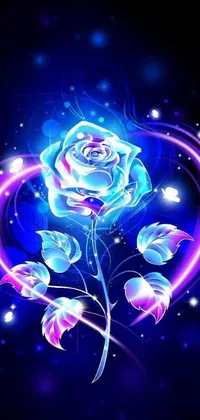 Get mesmerized with this amazing phone wallpaper featuring a glowing rose in the dark