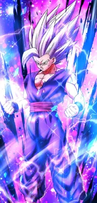 This phone live wallpaper for Dragon Ball fans features an intricate image of Gohan glowing with a silver aura