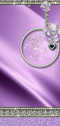Indulge in the luxurious beauty of this captivating phone live wallpaper featuring a close-up view of a diamond encrusted ring on a striking purple background