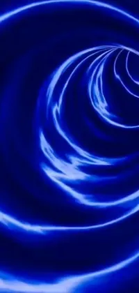 This phone live wallpaper presents a captivating and surreal image of a blue swirl set against a black background