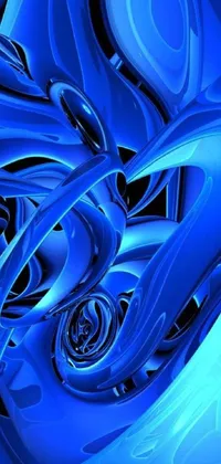 This phone live wallpaper offers a blue abstract design that evokes the appearance of liquid metal with a soothing digital aesthetic