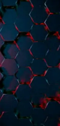 This live phone wallpaper sports a dark background accentuated by red and blue hexagons