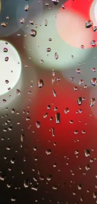 This mobile wallpaper showcases a breathtaking close-up of a window covered in glistening raindrops