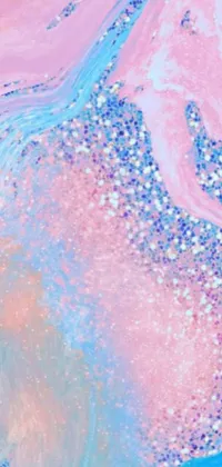 This is a stunning cell phone live wallpaper featuring a beautiful pointillism painting executed in soft blue and pink tints