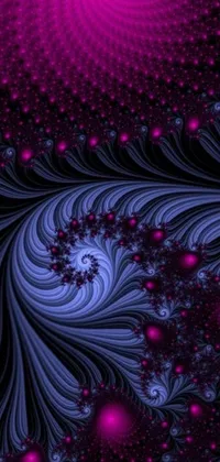 This phone live wallpaper features a stunning purple and black background designed with a mesmerizing spiral pattern