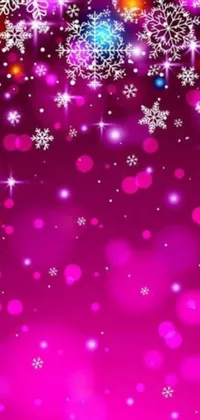 This phone live wallpaper showcases a stunning Christmassy scenery complete with snowflakes and stars in the background