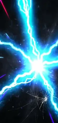 This stunning phone live wallpaper showcases a breathtaking close-up of natural lightning against a black backdrop