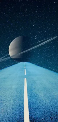 This live wallpaper for your phone displays a stunning image of a road leading into the blue horizon
