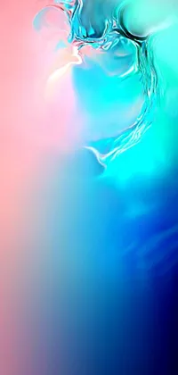 This phone live wallpaper features a close-up of a cell phone covered in water droplets with a vividly colored, gradient background and a delicate feather resting on top