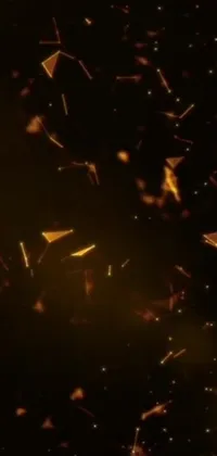 This phone live wallpaper features a dynamic display of flying lights, golden flakes, and grainy footage that move with the phone's motions