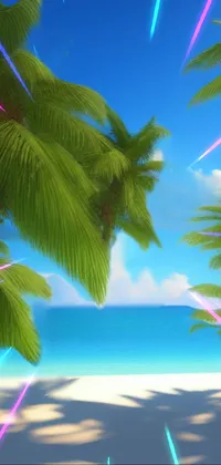 This live wallpaper features a 3D rendered group of palm trees on a sandy beach - perfect for those who love tropical paradises! The 4k manga wallpaper displays the beautiful palms and breathtaking scenery in high quality resolution, capturing the stunning screenshot of a bright summer day
