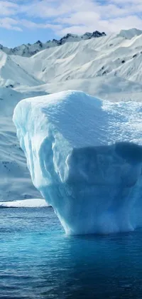 This phone live wallpaper features a breathtaking depiction of icebergs floating in a serene body of water