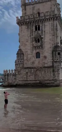 This highly realistic phone live wallpaper showcases a breathtaking castle in Lisbon