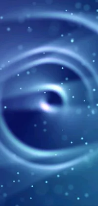 This phone live wallpaper features a breathtaking digital art of a black hole in the blue sky
