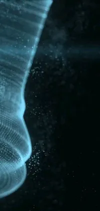 This stunning live phone wallpaper features a range of visually striking animations, including a floating foot, hologram, and swirling crypto currency symbols, particle waves, and binary code