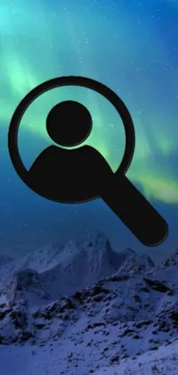 This phone live wallpaper features a stunning illustration of the northern lights, with a magnifying glass and key in the center