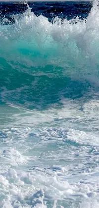 This lively live phone wallpaper features an image of a surfer riding a swollen wave atop a surfboard