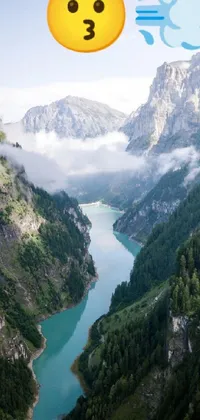 This realistic and visually stunning live wallpaper features a breathtaking mountain and lake in the center of it