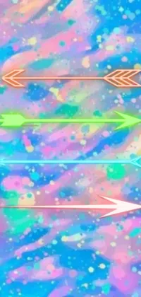 Looking for a colorful and eye-catching phone live wallpaper? Look no further than this Lisa Frank-inspired design with two metallic arrows side by side