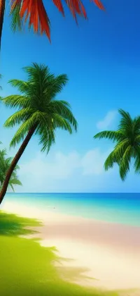 Experience the tranquil beauty of a tropical beach with this stunning phone live wallpaper
