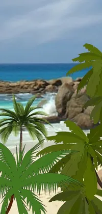 Palm trees on the beach Live Wallpaper