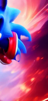 Get ready to update your phone's wallpaper with this stunning live wallpaper! Featuring an iconic blue Sonic the Hedgehog character, the lively image showcases him flying high against a beautifully rendered backdrop