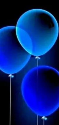 Phone Live Wallpaper with three blue balloons floating in the air