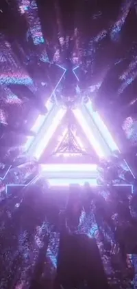 This live wallpaper features a mesmerizing, triangular object set against a dark, mysterious backdrop