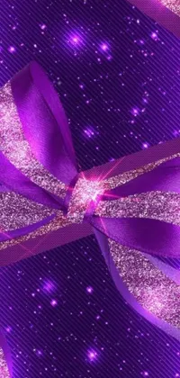 This phone live wallpaper displays a detailed and captivating purple ribbon on a matching purple background
