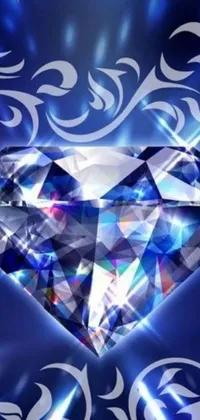 Looking for an eye-catching phone live wallpaper? Check out our digital art design featuring a close-up of a sparkling diamond on a blue or white background