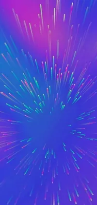This live wallpaper for your phone is a digital masterpiece of neon colors bursting in a purple and blue background