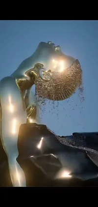 This surrealistic phone live wallpaper features a striking statue simulation in close-up
