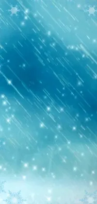 Get into the winter spirit with this phone live wallpaper! It boasts a blue background that is accentuated by stunning snowflakes and stars that create a peaceful and serene winter setting
