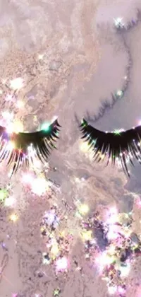 This phone live wallpaper showcases a stunning and intricate close-up of fake eyelashes, captured with a microscopic lens