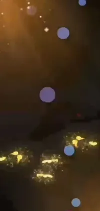 This live wallpaper for your phone showcases a stunning cityscape at night, with a blurry effect and a mesmerizing hologram floating above it