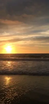 Discover a breathtaking live wallpaper of a picturesque sunset over the ocean on a scenic beach in Southern California