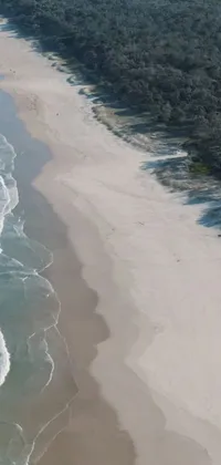 This phone live wallpaper depicts a stunning bird's eye view of a magnificent beach and water scene in Gold Coast, Australia