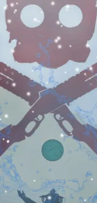This live phone wallpaper features an intense scene with two guns and a ball in the foreground