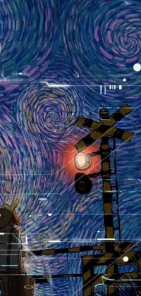 This live wallpaper depicts a railroad crossing at night in stunning digital art