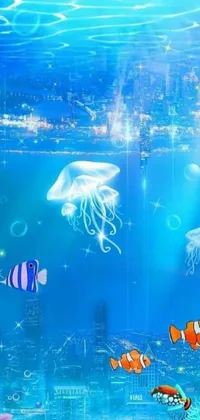 Immerse yourself in an enchanting underwater world with this lively phone wallpaper