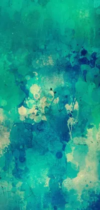 This phone live wallpaper showcases a beautiful digital painting featuring a striking combination of blue and green