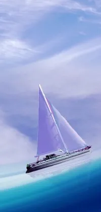 This stunning live wallpaper features a sailboat gliding through the ocean, surrounded by soft lilac skies