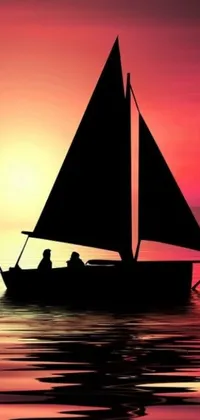 The phone live wallpaper shows a relaxing view of a boat sailing on a serene body of water
