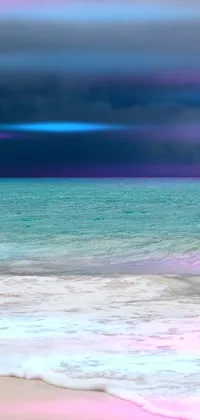 This live wallpaper features a stunning photo of a stormy day in the Bahamas with dark clouds, lightning bolts, and crashing waves