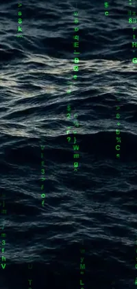 This phone live wallpaper features green floating numbers on a body of water, creating a dynamic and ever-evolving digital display