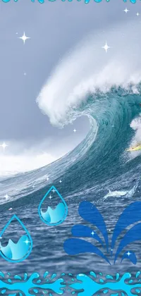 Experience the rush of an epic wave on your phone's screen with this live wallpaper