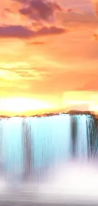 Water Waterfall Orange Live Wallpaper